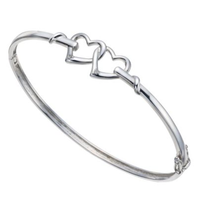 Silver Diamond Heart Bangle - Product number 9800506