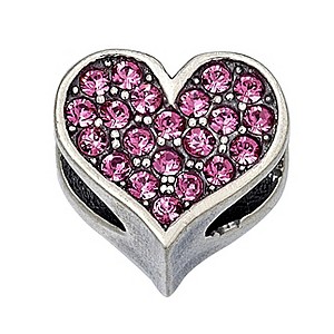 Charmed Memories Sterling Silver Pink Crystal Heart Bead