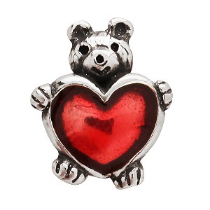 Charmed Memories Silver & Red Enamel Silver Teddy Bead