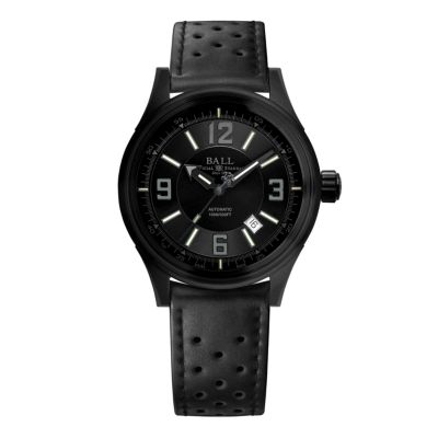 Ball Fireman Racer men's black leather strap watch - Product number 9803688