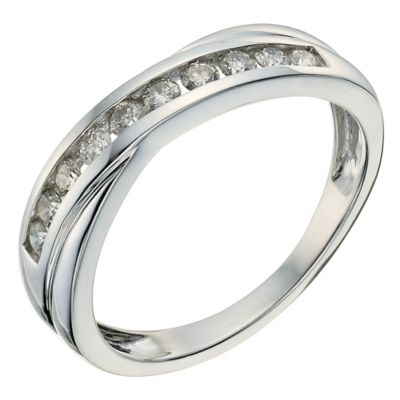 9ct white gold 1/3 carat diamond crossover eternity ring - Product number 9807276