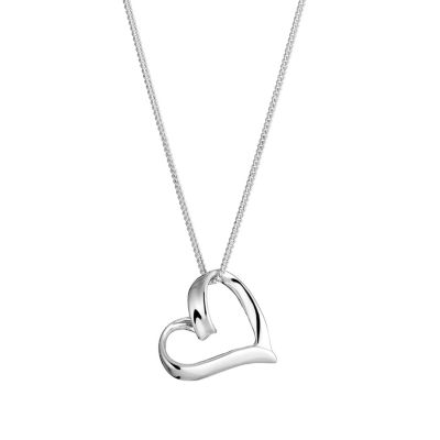 Sterling Silver Heart Pendant 18` Necklace