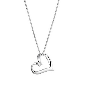 H Samuel Sterling Silver Heart Pendant 18` Necklace