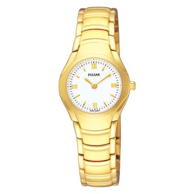 Pulsar White Dial Gold Plated Bracelet Watch - Product number 9813896