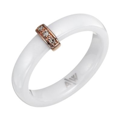 Amanda Wakeley white ceramic & gold plated diamond bar ring - Product number 9816313