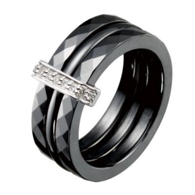 Amanda Wakeley three bar black ceramic diamond ring - Product number 9816445