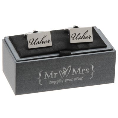 Special Memories Black Engraved Usher Cufflinks