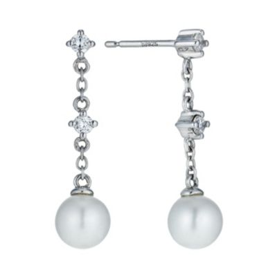 Secrets of the Sea Sterling Silver Cubic Zirconia and Pearl Drop