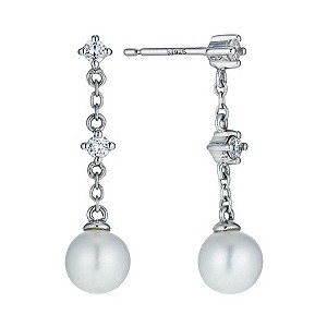 Secrets of the Sea Sterling Silver Cubic Zirconia and Pearl Drop