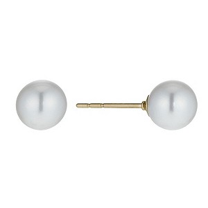9ct Yellow Gold Cultured Fresh Water Pearl Stud Earrings 6mm