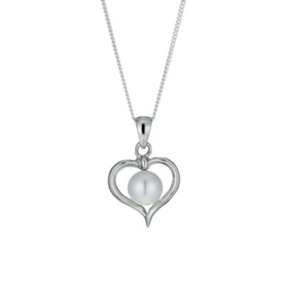 Sterling Silver Cultured Freshwater Pearl Heart Pendant