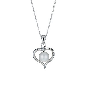Sterling Silver Cultured Freshwater Pearl Heart Pendant