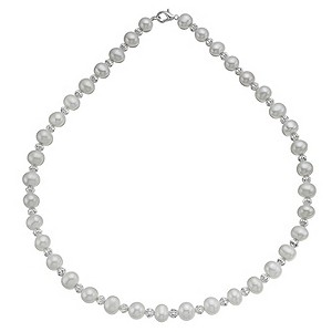 Silver Plated Cultured Freshwater Pearl Bead Necklace