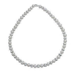 Silver Plated Cultured Freshwater Pearl Bead Necklace