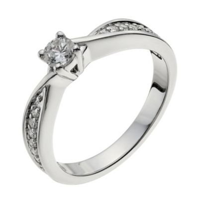 18ct white gold 1/3 carat diamond shoulder solitaire ring - Product number 9902457