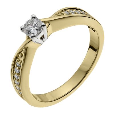 18ct yellow gold 1/3 carat diamond shoulder solitaire ring - Product number 9903518