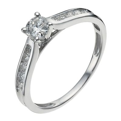 18ct white gold half carat diamond solitaire ring - Product number 9904190