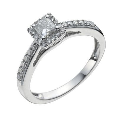 18ct white gold half carat diamond halo cluster ring - Product number 9904875