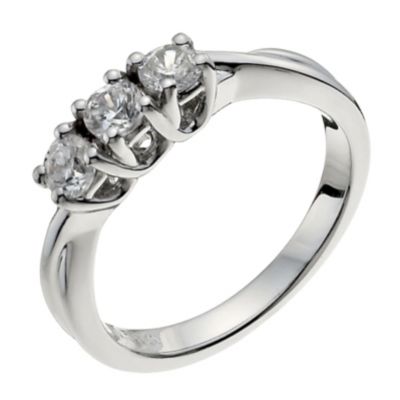 18ct white gold 1/2 carat diamond trilogy ring - Product number 9905006