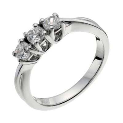 18ct white gold one carat diamond trilogy ring - Product number 9905154