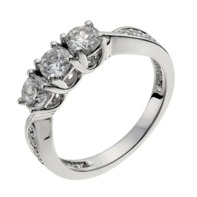 18ct white gold 1/2 carat diamond shoulder trilogy ring - Product number 9905294