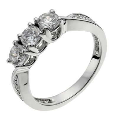 18ct white gold one carat diamond shoulder trilogy ring - Product number 9905421