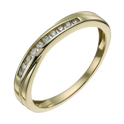 9ct yellow gold 10 point diamond crossover eternity ring - Product number 9908730