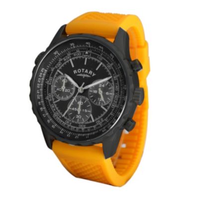 Rotary Men's Black Dial Orange Strap Watch - Product number 9911251