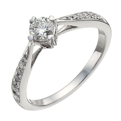 9ct white gold half carat diamond solitaire ring - Product number 9911707