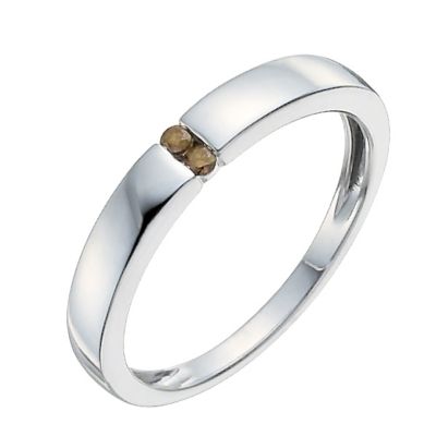 Sterling silver two stone natural brown diamond ring - Product number 9915001