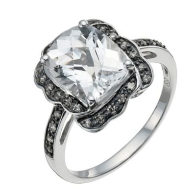 Sterling silver 15 point natural brown & white topaz ring - Product number 9915583