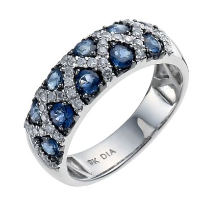 9ct white gold sapphire & diamond fancy ring - Product number 9916830