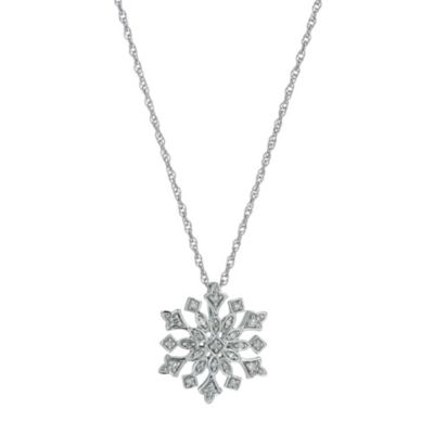 Sterling silver 12 point diamond snowflake pendant - Product number 9916989