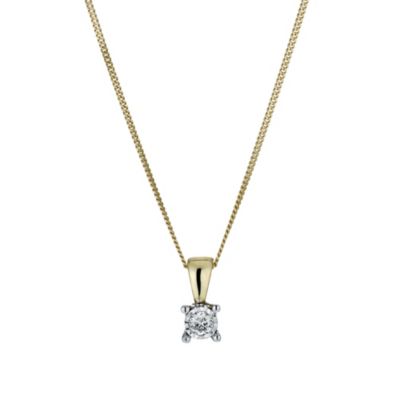 9ct yellow gold 5pt illusion set diamond solitaire pendant - Product number 9917195