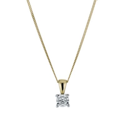9ct yellow gold 8pt illusion set diamond solitaire pendant - Product number 9917209