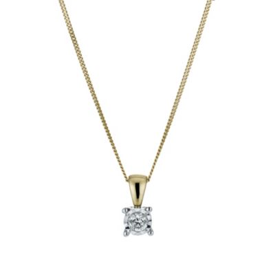9ct yellow gold 10 point illusion diamond solitaire pendant - Product number 9917217