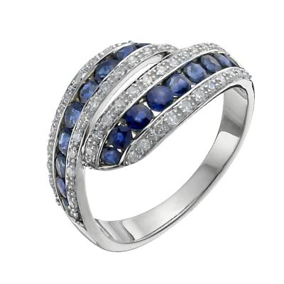 9ct white gold sapphire & diamond eternity ring - Product number 9917241