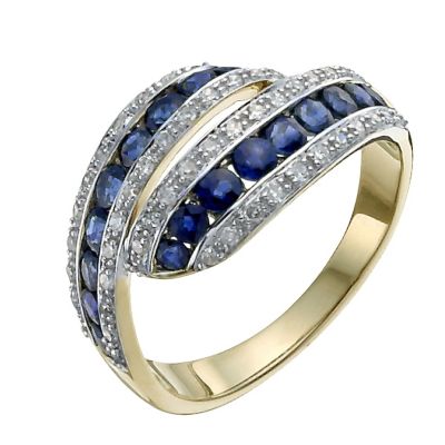 9ct yellow & white gold sapphire & diamond eternity ring - Product number 9917403