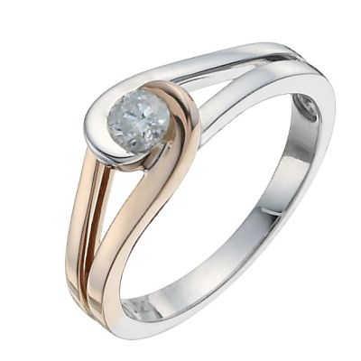 Love's Embrace sterling silver & 9ct rose gold diamond ring - Product number 9919643
