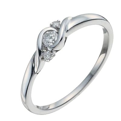Love's Embrace 9ct white gold three stone diamond twist ring - Product number 9919775