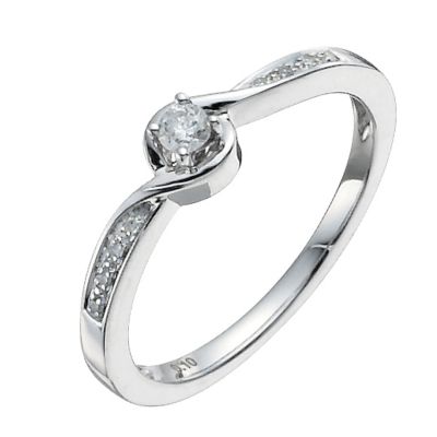 Love's Embrace 9ct white gold diamond solitaire twist ring - Product number 9919902