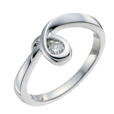 Love's Embrace sterling silver solitaire diamond twist ring - Product number 9920048