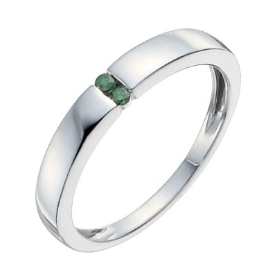 Sterling silver two stone treated blue diamond ring - Product number 9920307