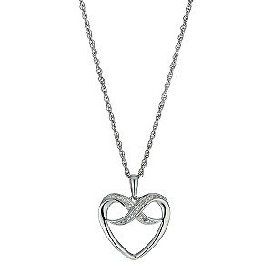 Argentium Silver Diamond Kiss Heart Pendant Necklace