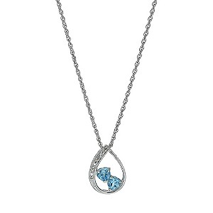 Candy Hearts Argentium Silver Diamond & Blue Topaz Pendant