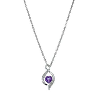 Candy Hearts Argentium Silver Diamond & Amethyst Pendant - Product number 9921036