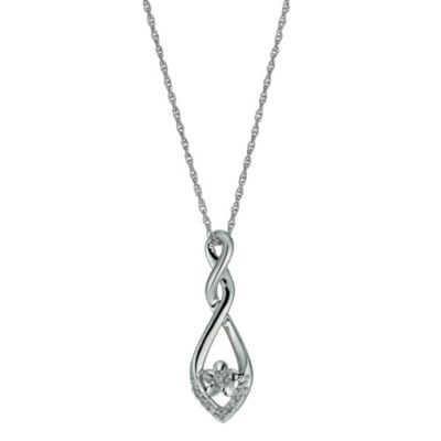 Forget me not Sterling Silver Diamond Pendant