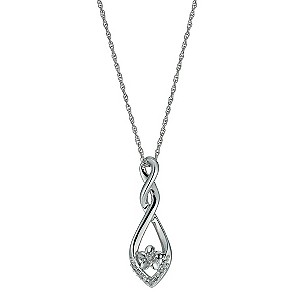 Forget Me Not Sterling Silver Diamond Pendant Necklace