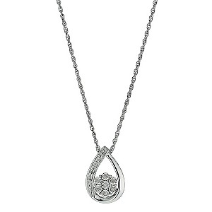 Argentium Silver Illusion Set Diamond Pendant Necklace