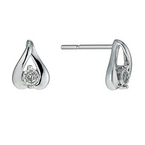 Sterling Silver Illusion Set Diamond Stud Earrings